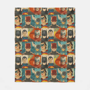 Vintage comic book heroes in retro colours fleece blanket