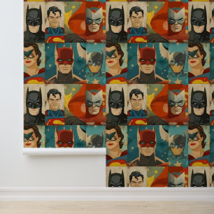 Vintage comic book heroes in retro colours wallpaper