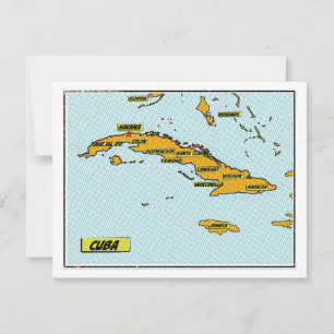 Vintage Comic Book Map Of Cuba