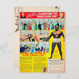 Vintage Comic Book Muscle Advertisement Postcard