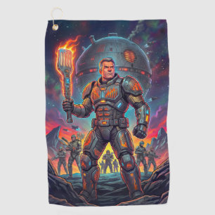 Vintage Comic Sci Fi Summer Bbq Grill Master Golf Towel
