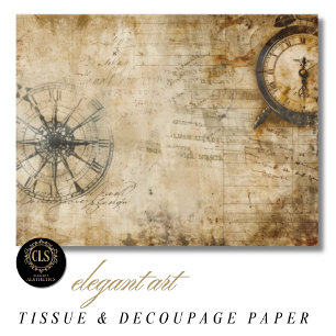 Vintage Compass Antique Clock Tissue Paper