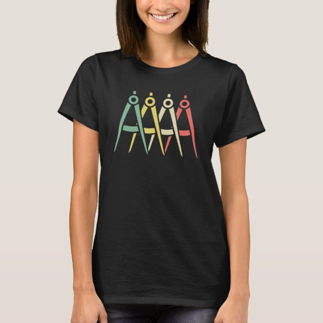 Vintage Compass Architect Retro Architecture Tool T-Shirt (Front)