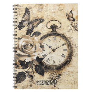 Vintage Compass & Butterfly - Rustic Paper (2) Notebook