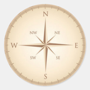 Vintage compass classic round sticker
