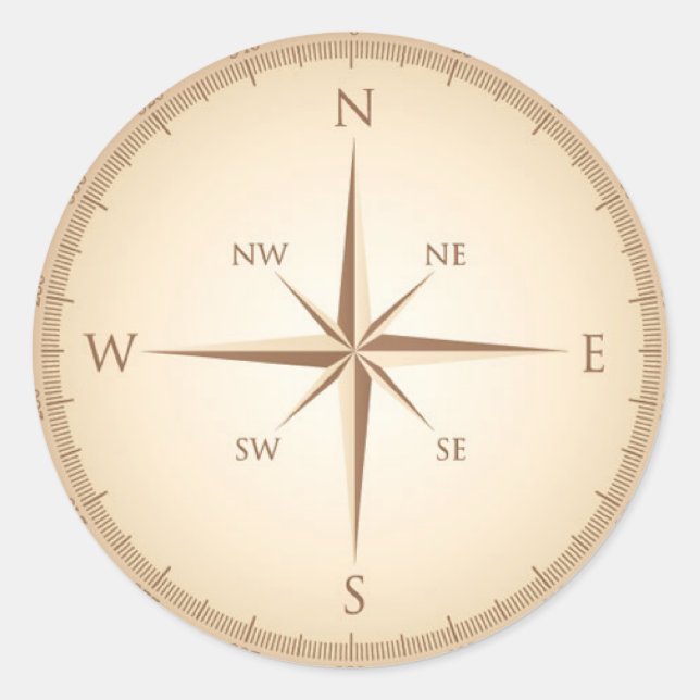 Vintage compass classic round sticker (Front)