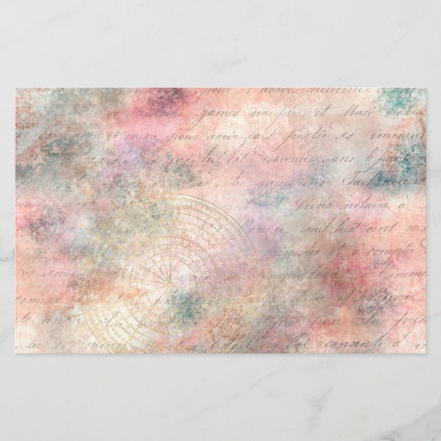 Vintage Compass Ephemera Decoupage Scrapbook paper (Front)