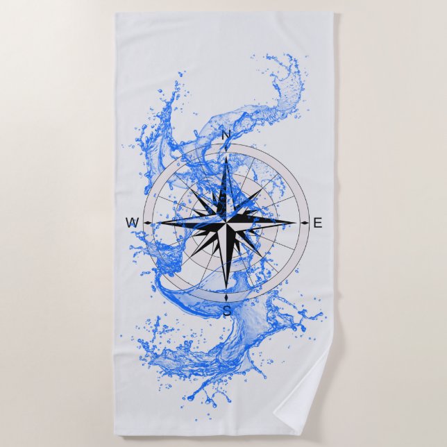 Vintage Compass Rose    Beach Towel (Front)