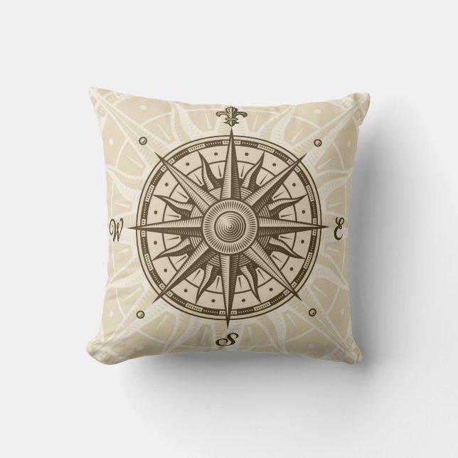 Vintage Compass Rose Cushion (Front)