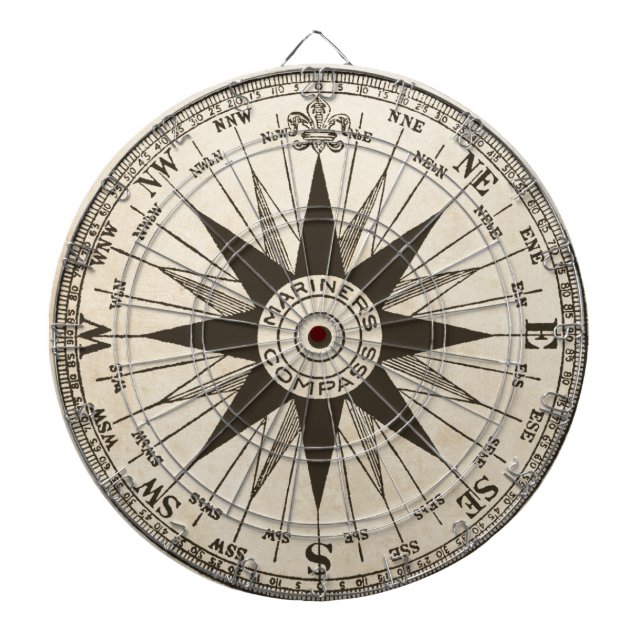 Vintage Compass Rose Dartboard (Front)