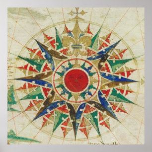 Vintage Compass Rose Diagram (1502) Poster