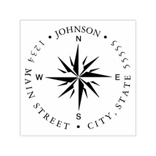 Vintage Compass Rose Explore Return Label Self-inking Stamp