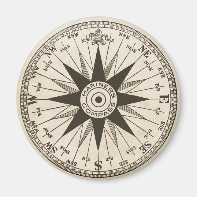Vintage Compass Rose Magnet (Front)