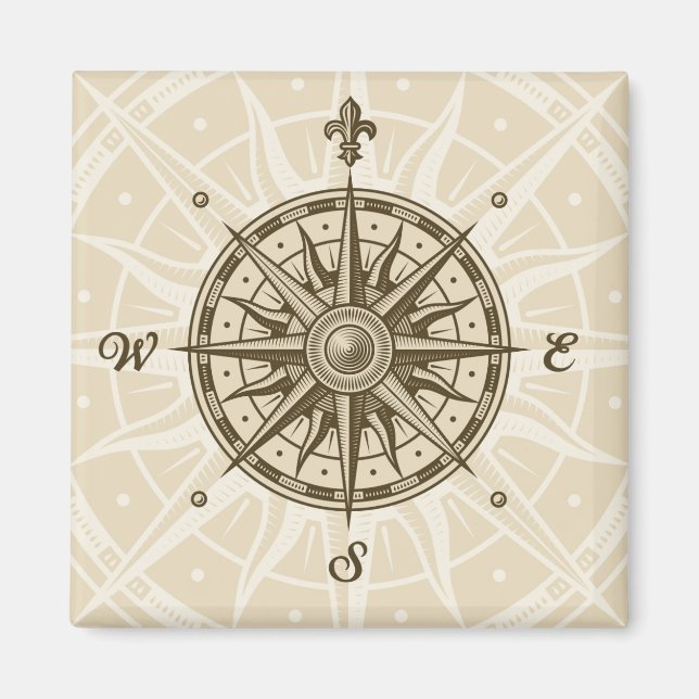 Vintage Compass Rose Magnet (Front)