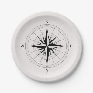 Vintage Compass Rose  Paper Plate