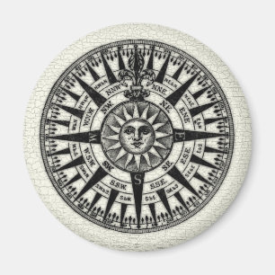 Vintage Compass Rose Sun Magnet
