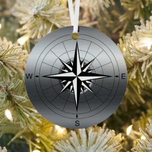 Vintage Compass Rose Travel Metal Art Ornament
