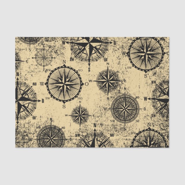 Vintage Compass Symbols Tissue Paper (Front)