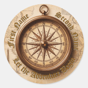 Vintage Compass Travel Adventure Sticker