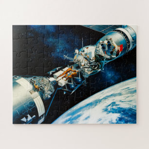 Vintage Concept of Docked Apollo-Soyuz Test Poster Jigsaw Puzzle