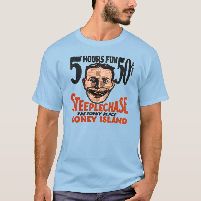 Vintage Coney Island Funny Face Design T-Shirt (Front)