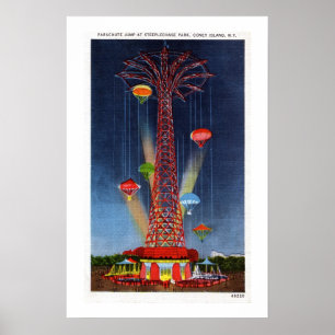 Vintage Coney Island parachute jump Poster