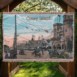 Vintage Coney Island Throw Blanket