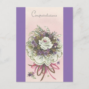 Vintage Congratulations Bouquet Postcard