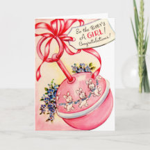 Vintage Congratulations New Baby Girl card