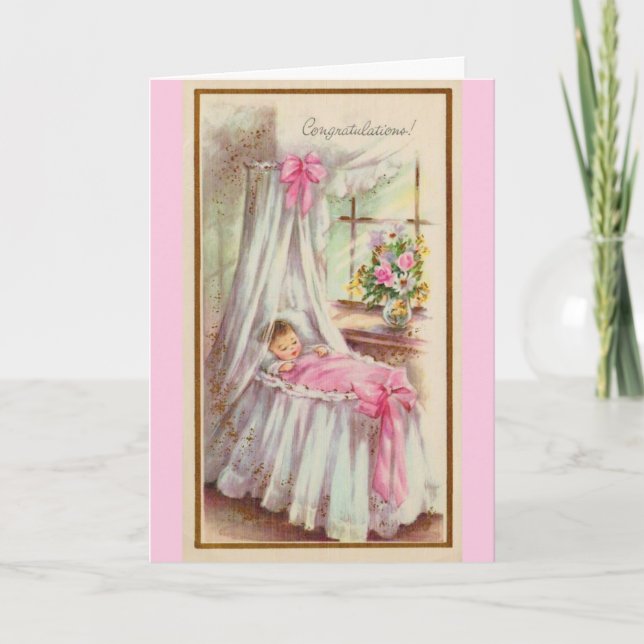Vintage - Congratulations on Your Baby Girl, Card (Front)