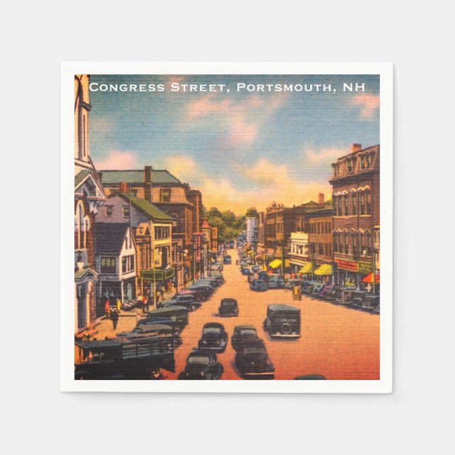 Vintage Congress Street, Portsmouth, NH Photo Napkin (Front)