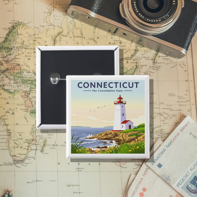 Vintage Connecticut 15 Cm Square Badge (Creator Uploaded)