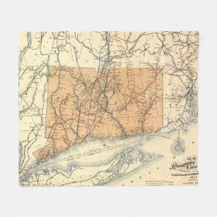 Vintage Connecticut Railroad Map (1893) Fleece Blanket