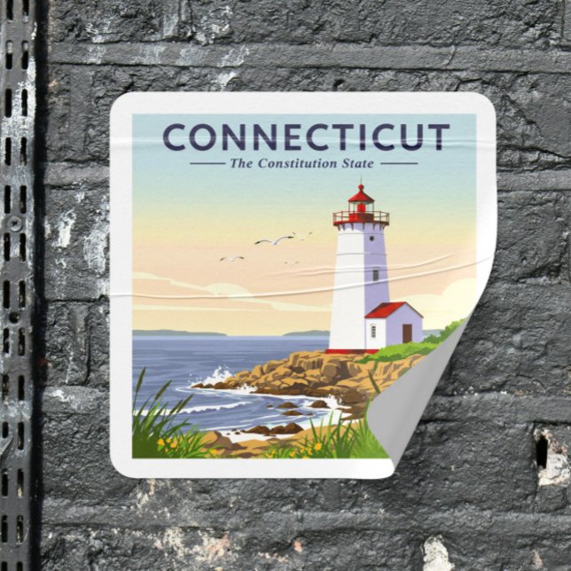 Vintage Connecticut Square Sticker (Creator Uploaded)