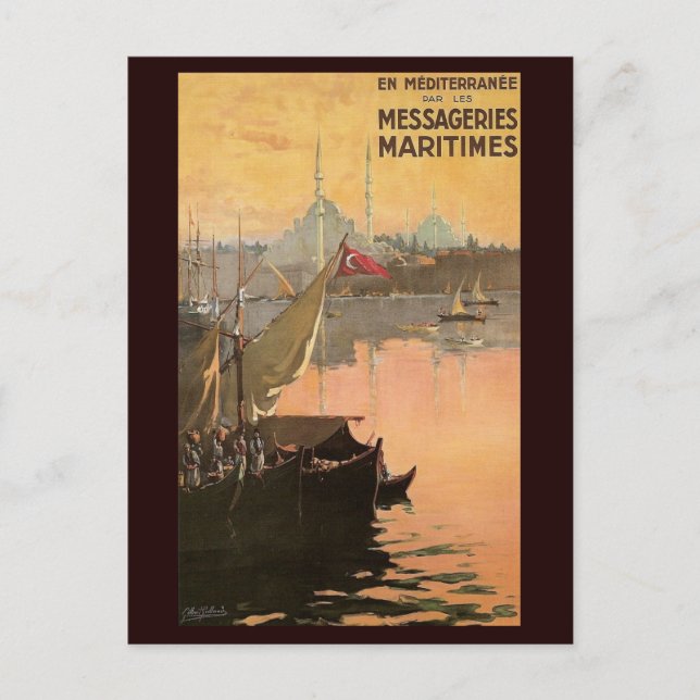 Vintage Constantinople Travel Advertisement Postcard (Front)