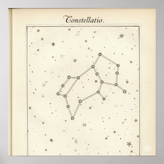 Vintage Constellation Illustration Poster (Front)
