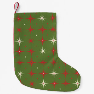 Vintage Contemporary Green Christmas Star & Ball Small Christmas Stocking
