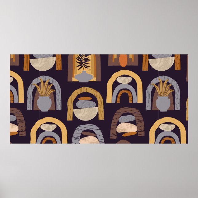 vintage contemporary seamless pattern with aesthet poster (Front)