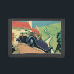 Vintage Convertible Car Road Trip in the Country Trifold Wallet<br><div class="desc">Vintage illustration travel and transportation image with a couple travelling on a road in the countryside in an antique convertible automobile.</div>