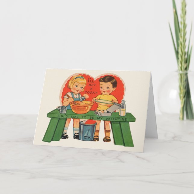 Vintage Cookie Baking Valentine's Day Card (Front)