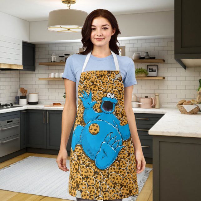 Vintage Cookie Monster and Cookies Apron (Person wearing apron)