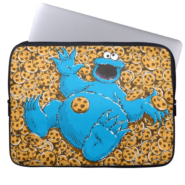 Vintage Cookie Monster and Cookies Laptop Sleeve (Front)