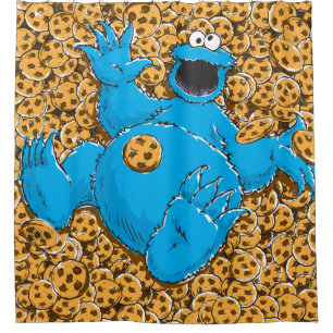 Vintage Cookie Monster and Cookies Shower Curtain