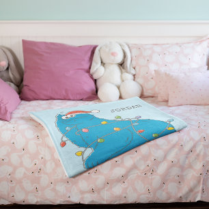 Vintage Cookie Monster Christmas Lights Fleece Blanket