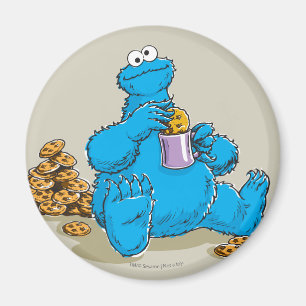 Vintage Cookie Monster Eating Cookies Magnet