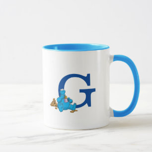 Vintage Cookie Monster Eating Cookies Monogram G Mug