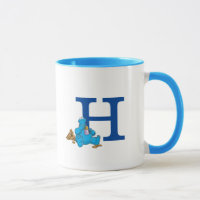 Vintage Cookie Monster Eating Cookies Monogram H