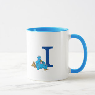 Vintage Cookie Monster Eating Cookies Monogram I Mug