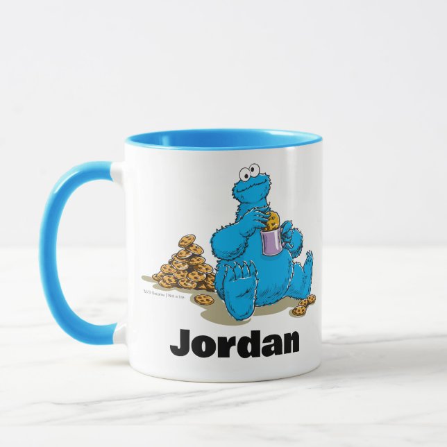 Vintage Cookie Monster Eating Cookies Mug (Left)