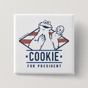 Vintage Cookie Monster for President 15 Cm Square Badge